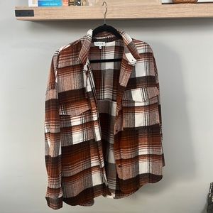 Cozy flannel shacket in size large